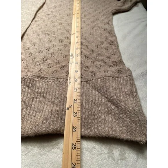 Qi Cashmere Womens Open Front Cardigan XS/S Beige Lightweight - Picture 5 of 10